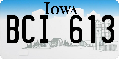 IA license plate BCI613