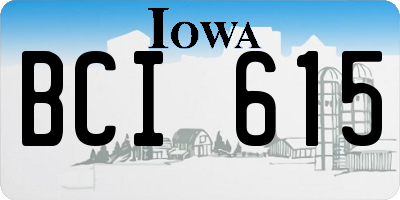 IA license plate BCI615