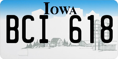 IA license plate BCI618