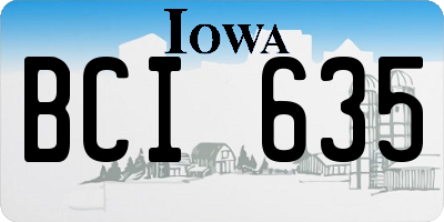 IA license plate BCI635