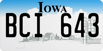 IA license plate BCI643