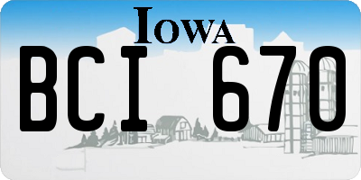 IA license plate BCI670