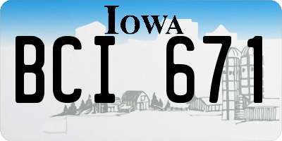 IA license plate BCI671