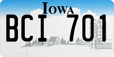 IA license plate BCI701