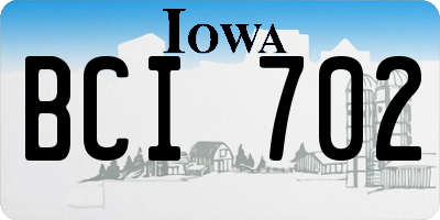 IA license plate BCI702