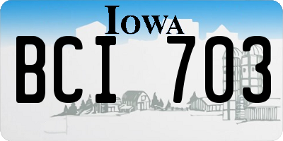 IA license plate BCI703
