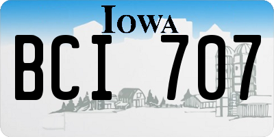 IA license plate BCI707