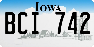 IA license plate BCI742