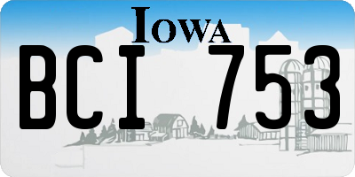 IA license plate BCI753