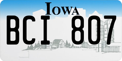 IA license plate BCI807