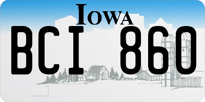 IA license plate BCI860