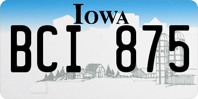 IA license plate BCI875