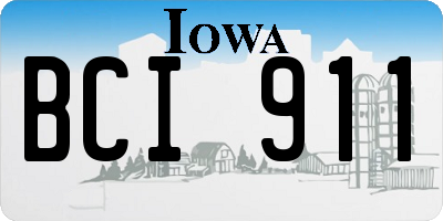 IA license plate BCI911