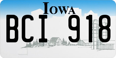 IA license plate BCI918