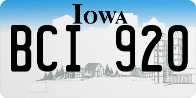 IA license plate BCI920