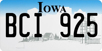 IA license plate BCI925