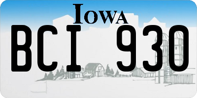 IA license plate BCI930