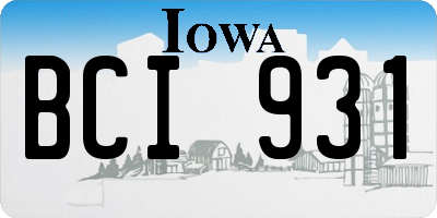 IA license plate BCI931