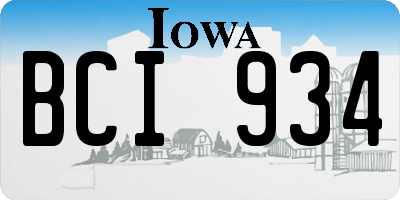 IA license plate BCI934