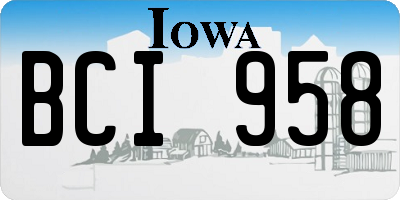 IA license plate BCI958