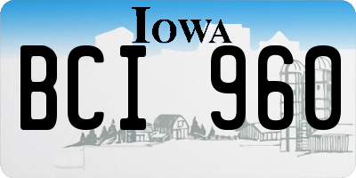 IA license plate BCI960