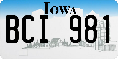 IA license plate BCI981