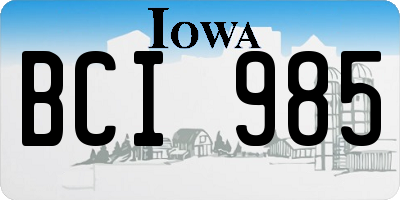IA license plate BCI985