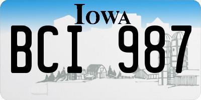 IA license plate BCI987