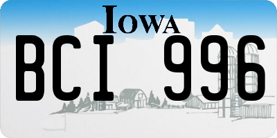 IA license plate BCI996