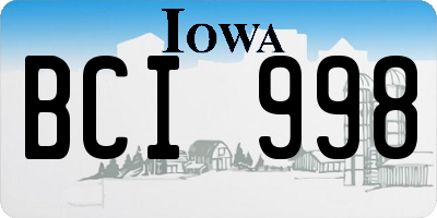 IA license plate BCI998