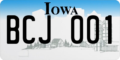IA license plate BCJ001