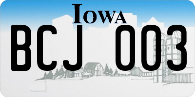 IA license plate BCJ003