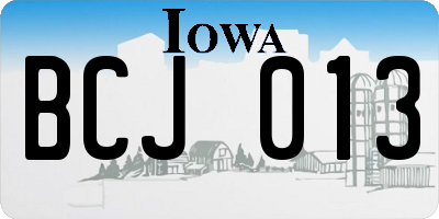 IA license plate BCJ013