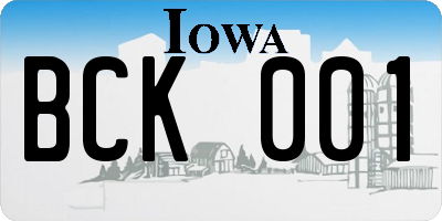 IA license plate BCK001