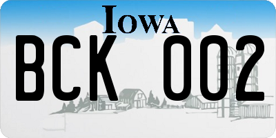 IA license plate BCK002