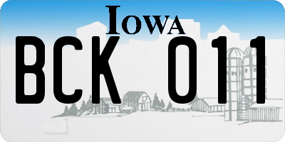 IA license plate BCK011