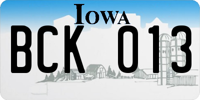 IA license plate BCK013