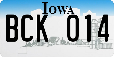 IA license plate BCK014