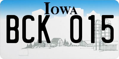 IA license plate BCK015