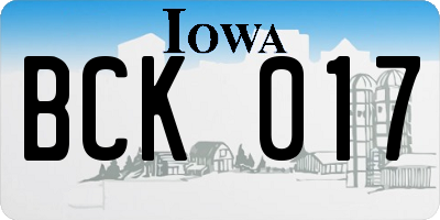 IA license plate BCK017