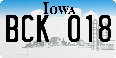 IA license plate BCK018