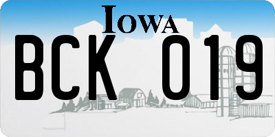 IA license plate BCK019