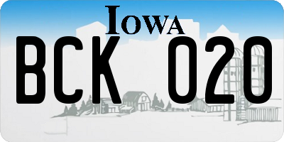 IA license plate BCK020