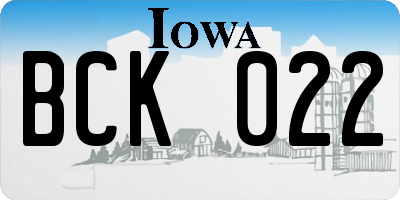 IA license plate BCK022