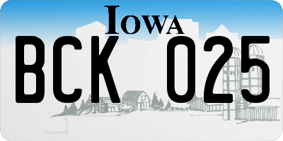 IA license plate BCK025