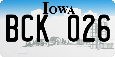 IA license plate BCK026