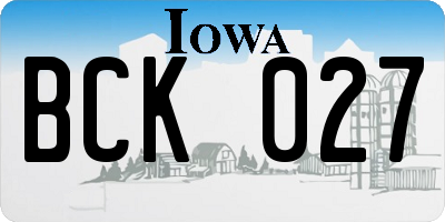 IA license plate BCK027