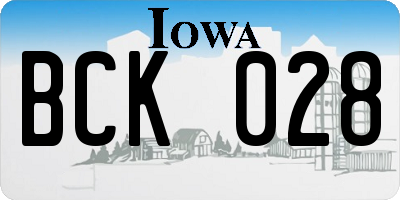 IA license plate BCK028
