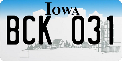 IA license plate BCK031