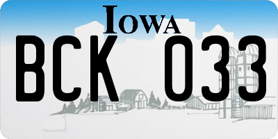 IA license plate BCK033